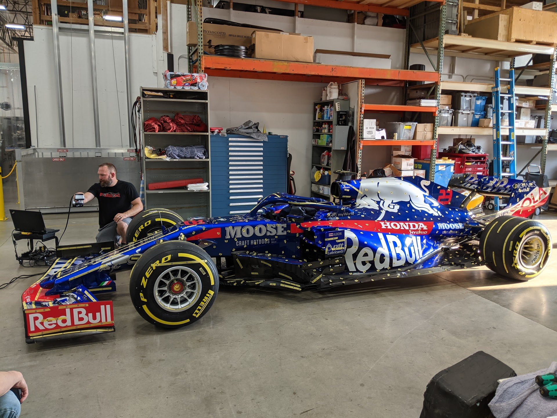 Precision 3D scanning of 2019 RedBull F1 race car in Seattle for custom carbon fiber parts manufacturing and reverse engineering